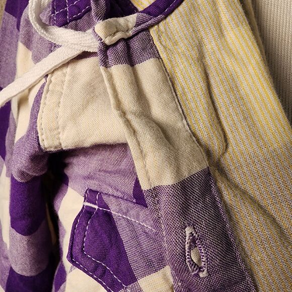 LSU TIGERS Logo On Columbia Cotton Hoddie Button Purple & White Checked Sz XS - Picture 5 of 8